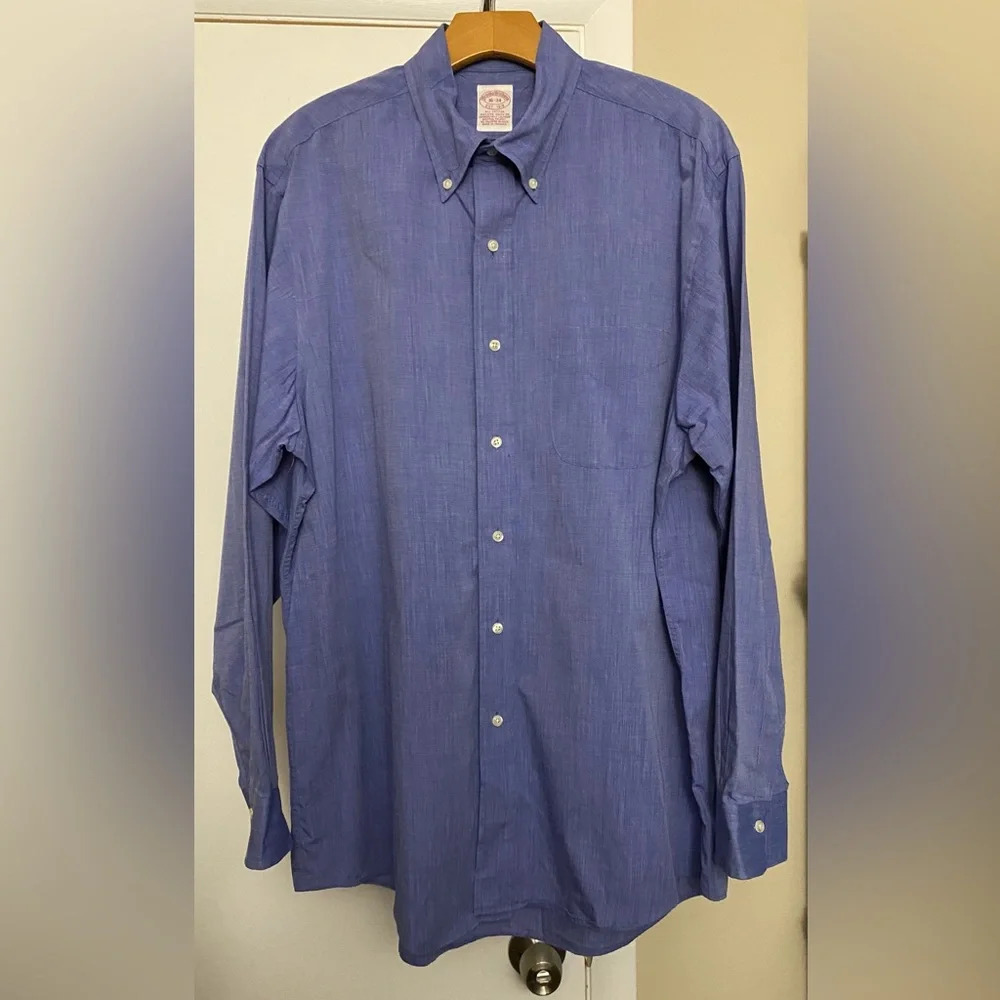 Brooks Brothers Blue Cotton Button Down Long Sleeve Shirt Size 16-34